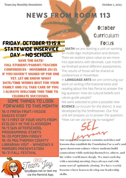 Oct Newsletter